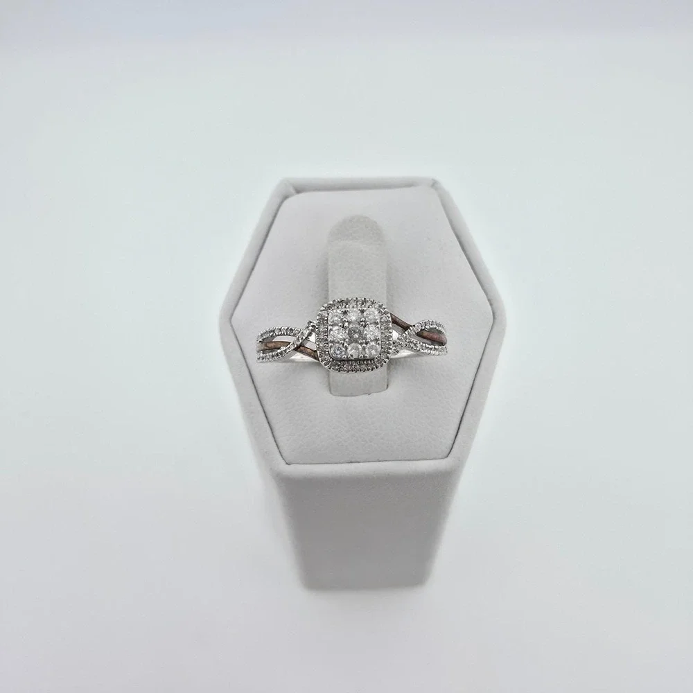 IKS SANDEEP DIAMOND Corp Diamond Ring Halo 925 Sterling Silver Size 8